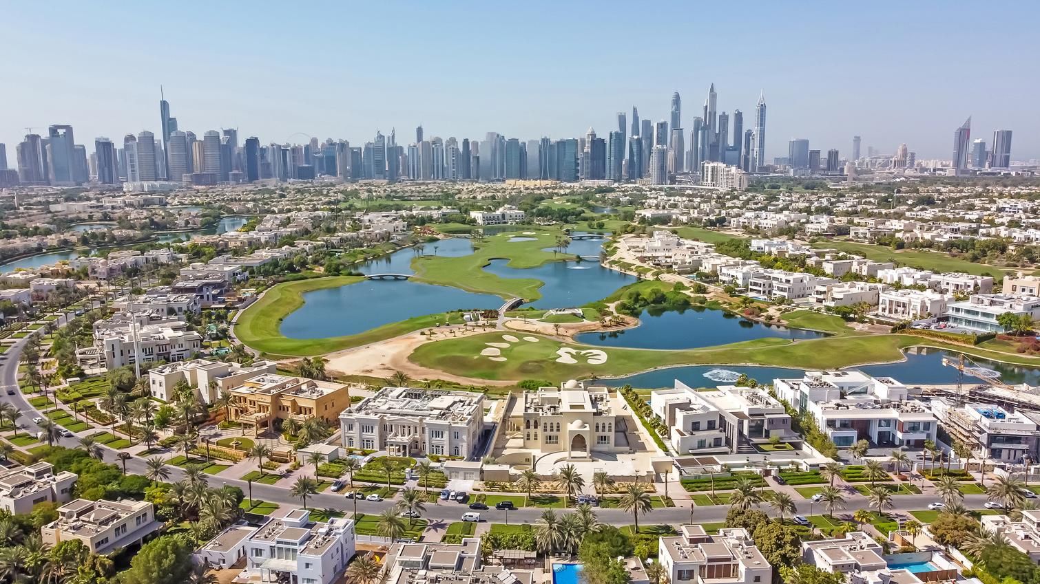 Known as the "Beverly Hills of Dubai," Emirates Hills is an exclusive gated community featuring stunning villas set around the renowned Montgomerie Golf Course